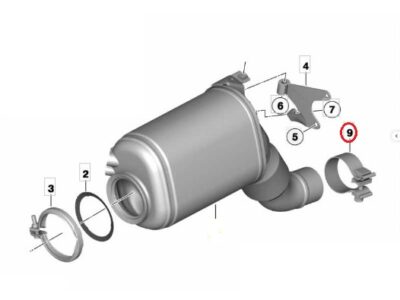 summutiklamber, BMW N57 E5 downpipe alumine, OEM